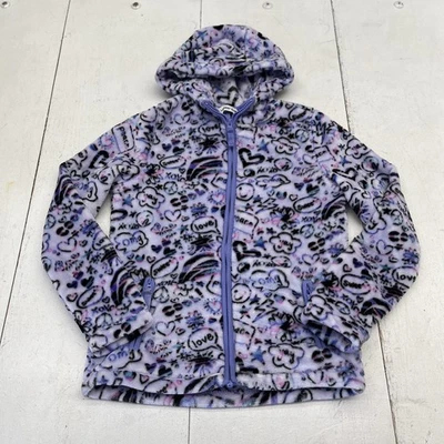 Chaqueta polar Lands End niñas grande 10-12 púrpura corazones paz amor sudadera con capucha Foto 1 de 4