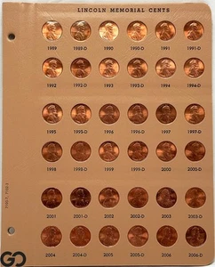 1989 to 2006 Lincoln Cent Memorial Penny, All Red Gems - Imagen 1 de 3