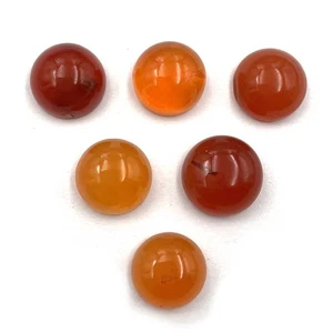 Natürlicher Karneol Rund Cabochon Lose Edelstein Lot 6 Stck. 10-11 MM 26 CT - Bild 1 von 4
