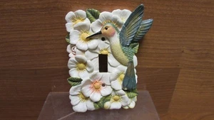 Vintage Hummingbird Single Light Switch Cover Birds &Flowers 3-D resin 6" - Picture 1 of 3