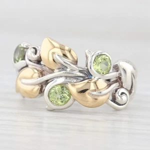 Bixby 0.60ctw Peridot Flower Ring Sterling Silver 18k Gold Size 6 Statement - Picture 1 of 11