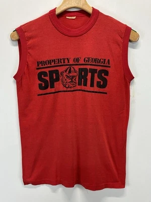 Vtg University Of Georgia UGA Muscle Tshirt Tank Top Red Bulldogs Paper Thin 70s - Image 1 of 4