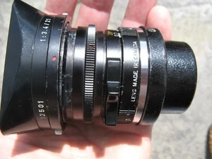 Leica Leitz Canada Elmarit 2.8 28mm Camera Lens & Lens Hood & Rear Cap READ! - Picture 1 of 8