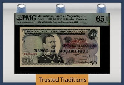 TT PK 116 1970 (ND 1976) MOZAMBIQUE 50 ESCUDOS PMG 65 EPQ GEM UNCIRCULATED - Image 1 of 2