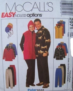 McCalls 2971 S-M-L Plus Unisex Fleece Jacket Vest Cap Pants EASY Pattern UNCUT - Picture 1 of 2