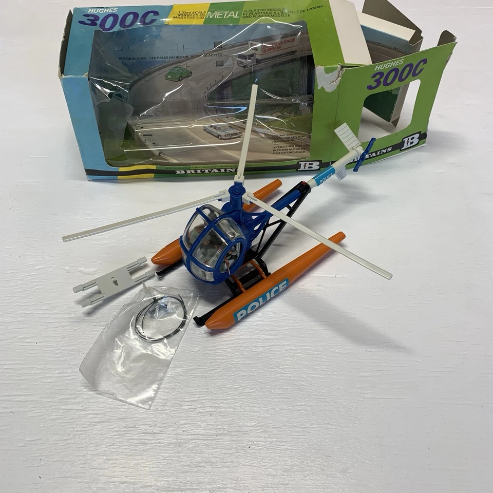 RARE Britains 1:32 Metal 9611 Hughes 300C Police Toy Helicopter Broken Box - Image 1 of 4