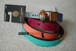 CINTURA AQUILA CRISTALLO REVERSIBILE KURT GEIGER LONDON MARRONE CHIARO E MULTI 100% PELLE - Foto 1 di 6