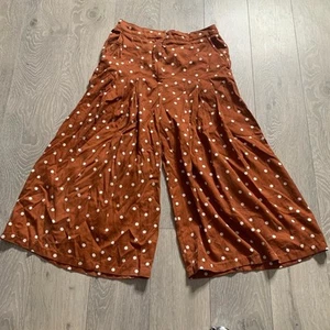 ANTHROPOLOGIE Hose Plissee weites Bein orange & weiß gepunktet Größe S - Bild 1 von 6