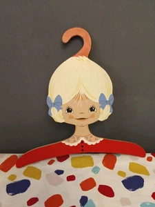 Vintage Martens Kunst German Wooden Children's Hanger Kitsch Girls Head Face - Picture 1 of 9