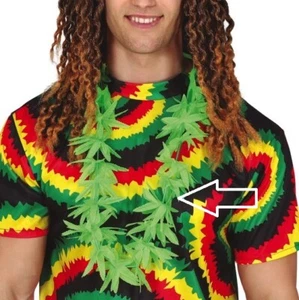 Marijuana Leaf Fancy Dress Lei Garland Weed Necklace New Green fg - Picture 1 of 4