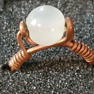 Moonstone RING copper ancient PALEO technique Size 6.5 EMOTIONAL BALANCE - Picture 1 of 6