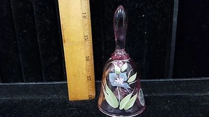 Wonderful vintage Hand painted Fenton purple glass bell - Picture 1 of 4