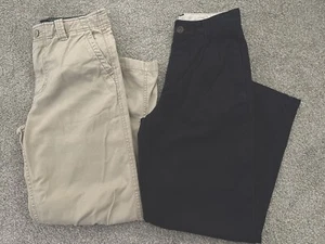 LOT 2 BOYS NAVY BLUE & BEIGE DRESS PANTS / SCHOOL KHAKIS - GAP & CHEROKEE SZ 12 - Picture 1 of 8