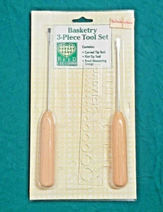 Vintage New Basketry 3-teiliges Werkzeugset + gebogenes Werkzeug + Flachspitzenwerkzeug + Schilfrohrlehre - Bild 1 von 2