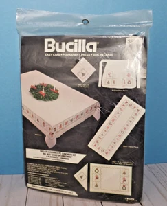 Vintage Bucilla signs of Christmas Kit stamped 8 PCs set 4 napkins 4 placemats - Picture 1 of 9