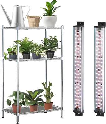 Plant Stand with Grow Lights for Indoor Plants - 3-Tier Plant Shelf with Plant L - Image 1 of 4