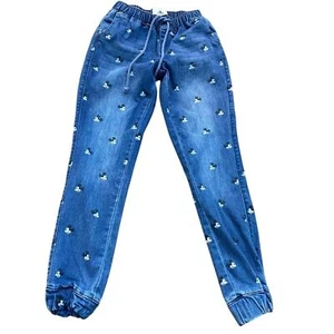 Disney Mickey Mouse Girls Elastic Waist Jogger Denim Jeans Pants Size XXS - Picture 1 of 6