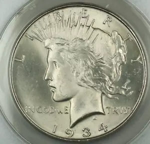 (1) BU $1 1934 Peace Silver Dollar Philadelphia P Mint State Unc - Picture 1 of 2