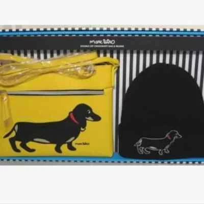 Marc Tetro Dachshund Yellow Crossbody Bag & Black Beanie 2 Piece Set Gift Box - Image 1 of 4