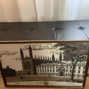 Cambridge University England Vintage Framed Needlepoint - Picture 1 of 5