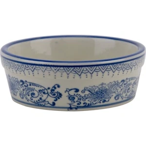 Staffordshire Reproduction Blue And White Size Small Dog Bowl-5'' x 2'' - Picture 1 of 3