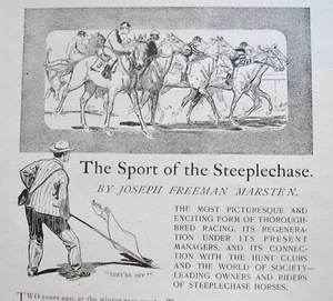 STEEPLECHASE 1905 Carreras de Caballos Deporte De Colección Foto Impresión Artículo ~ ¡Arte de Pulpa Parkhurst! - Imagen 1 de 3