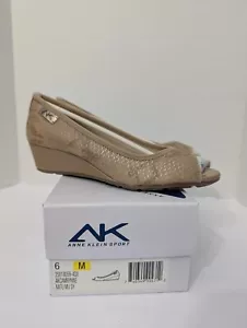 Scarpa donna Ann Klein sportiva zeppa punta peekaboo naturale taglia 6 - Foto 1 di 6