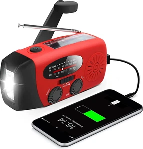 Emergency Hand Crank Radio with LED Flashlight for Emergency, AM/FM NOAA Port... - Picture 1 of 12