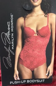 Marilyn Monroe Women’s Sheer Lace Bodysuit TEDDY Sz LARGE RED Lingerie NEW w/tag - Picture 1 of 12