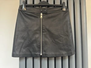 All saints black faux leather Lena skirt size 8 lined exposed front zip - Picture 1 of 5