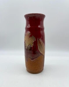 Tom Briney signierte Studio Kunst Keramik Vase Blatt Design Tropfglasur Bigfork Montana - Bild 1 von 8
