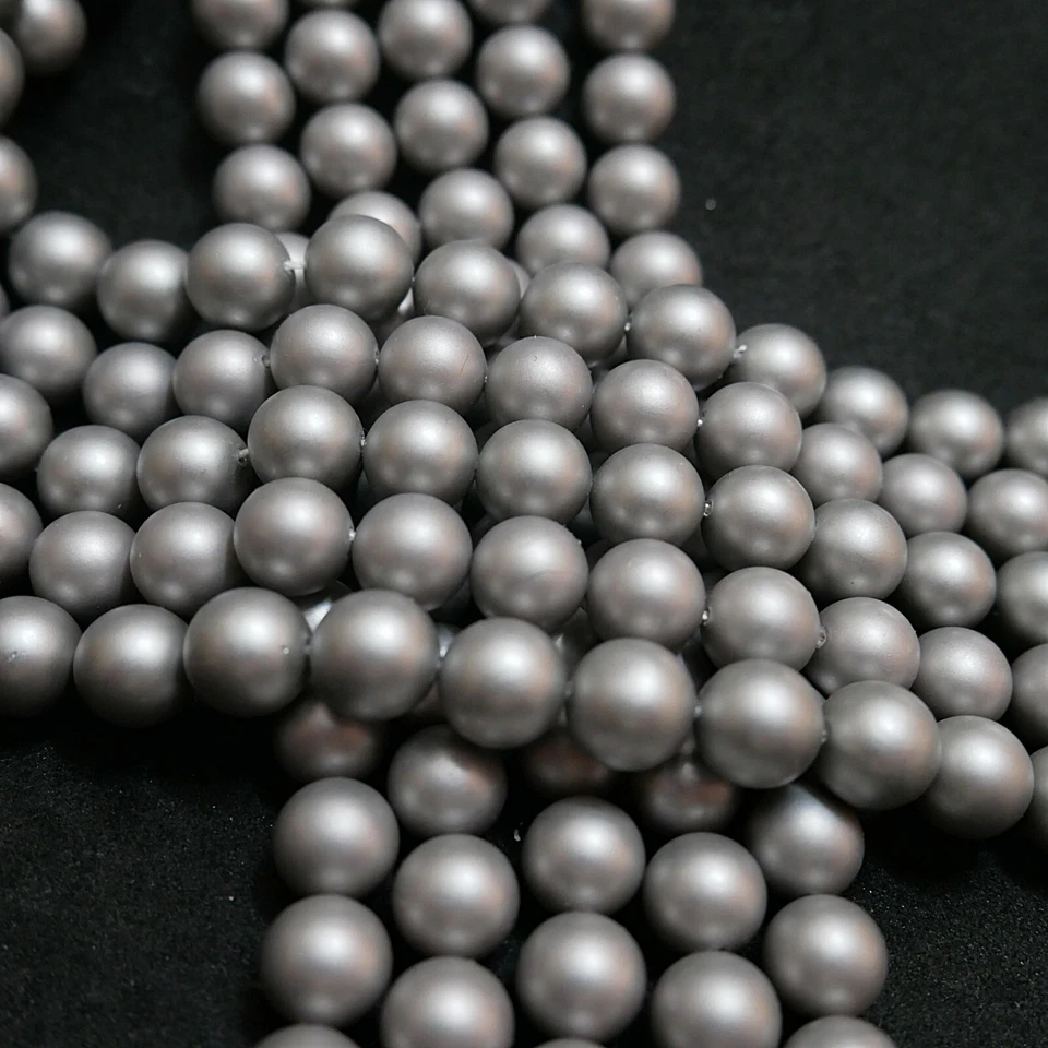 NELLYS  Muschelkernperlen dunkelsilber matt 6-10mm Strang Perlen Edelsteine  - Bild 1 von 1