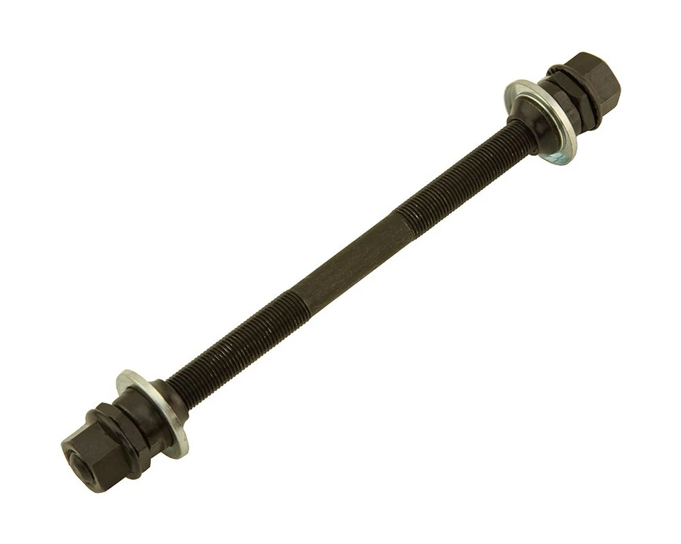 ABSOLUTE 175MM LONG STEEL REAR BICYCLE HUB AXLE 3/8 IN BLACK. - Image 1 of 1