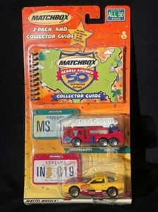 Mattel Matchbox Across America 50th Birthday Cars - 2 Pack with Guide - MS IN - Picture 1 of 2