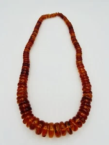 Vintage Beautiful Golden Cobalt Amber Necklace - Picture 1 of 5