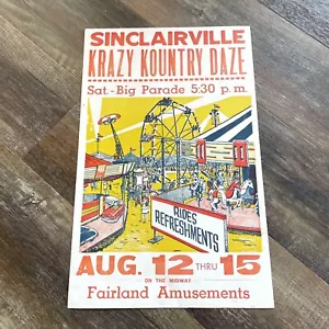 Vintage Sinclairville Krazy Kountry Daze Fair Poster Fairland Amusements 14x22 - Picture 1 of 4