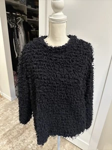 Vince Camuto Shaggy Black Pullover Sweater Crew Neck Long Sleeve L - Picture 1 of 6