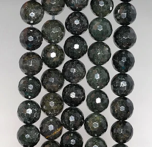10MM DARK GREEN RUTILE QUARTZ GEMSTONE FACETED ROUND LOOSE BEADS 7.5inch - Picture 1 of 4