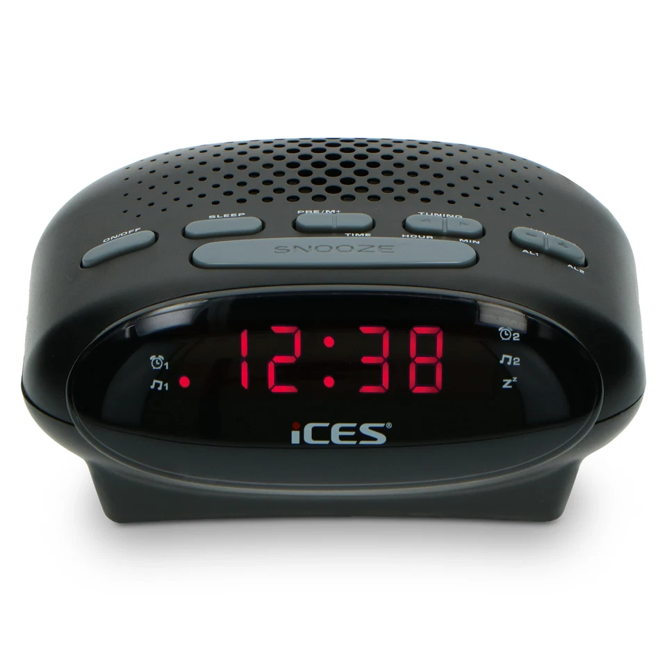 Ices ICR-210 Black - FM Uhrenradio, Schwarz - Bild 1 von 4