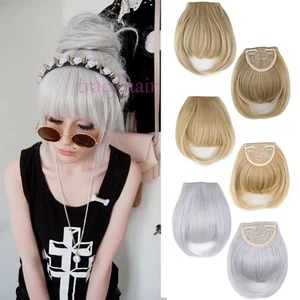 100% Natural Hair Extension Clip In Front Hair Bangs Fringe Straight Hair H95 - Picture 1 of 22