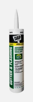 DAP White GUTTER & FLASHING 10.1oz Polymer Advanced Sealant Drain Roof 01801 NEW