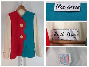 Ilie Wacs Memphis Group Sculptural Art Blazer Jacket Colorblock New Wave Vtg 80s - Picture 1 of 9