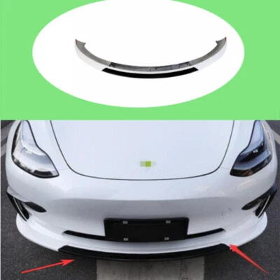 For Tesla Model 3 2017-2023 White+Black Sport Front Bumper Lip Spoiler Splitter - Image 1 of 4