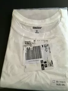 KING SIZE MEN'S T SHIRT Crewneck White 5XL Big Pocket 60-0211-7 NWT - Picture 1 of 3