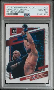 2022 Donruss Optic UFC Khamzat Chimaev Blanco Brillo Prizm SSP #72 PSA 10 - Imagen 1 de 2