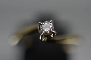 Anillo, anillo de mujer, oro amarillo de 14 quilates, brillante, diamante, diseñador, 585, como nuevo - Imagen 1 de 7