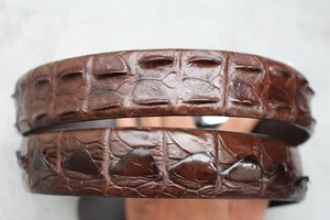 W 1.5" Alligator CROCODILE Print Leather Skin Men's BELT Dark Brown - No Jointed - Picture 1 of 5
