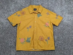 Stussy Hemd Herren Medium Hawaii Lounge Camp Knopfleiste gelb Blumen Schlaufenkragen - Bild 1 von 11