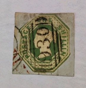 GB QV 1s Green Embossed SG54 on Piece, Woolwich 930 Cancel, Rare Classic - Picture 1 of 2