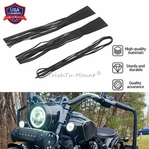 Universal 2PCS Motorcycle Leather Brake Clutch Lever Fringe Long Tassels Grip US - Foto 1 di 14